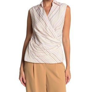 M.M. Lafleur Mickey Twill Striped Sleeveless Wrap Blouse Size 2